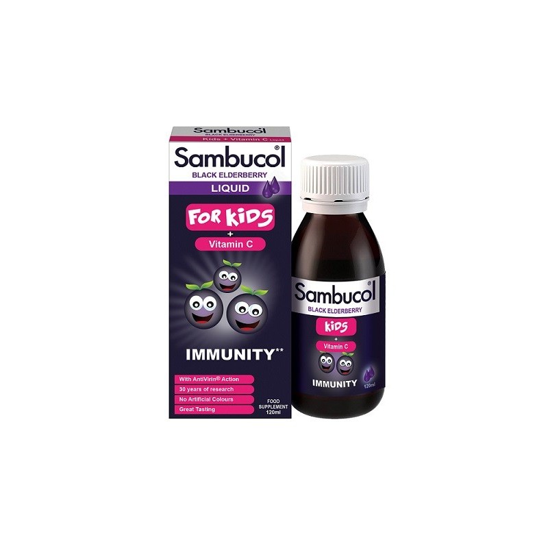 SAMBUCOL Black Elderberry for Kids + Vitamin C Παιδικό Σιρόπι για την Ενίσχυση του Ανοσοποιητικού, 120ml