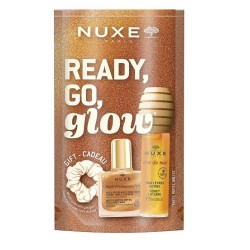NUXE Promo pack Ready to glow με 2 προϊόντα: Honey Lip Care 10ml & Huile Prodigieuse Or 10ml & ΔΩΡΟ Scrunchie μαλλιών!