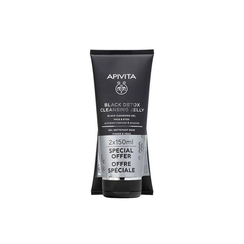 APIVITA Διπλό Πακέτο με Black Detox Cleansing jelly πρόσωπο-μάτια 2x150ml