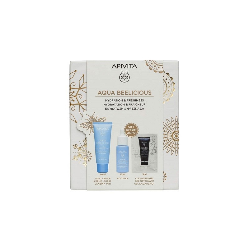APIVITA Promo Aqua beelicious με Κρέμα ελαφριάς υφής 40ml & Booster 10ml & Μαύρο τζελ καθαρισμού 5ml