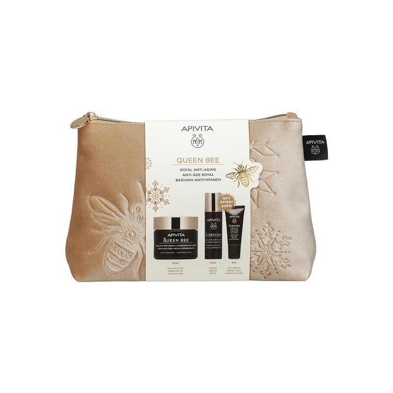 APIVITA PROMO Queen bee Κρέμα ημέρας πλούσιας υφής 50ml & ΔΩΡΟ Serum 10ml & Κρέμα ματιών 5ml & ΝΕΣΕΣΕΡ