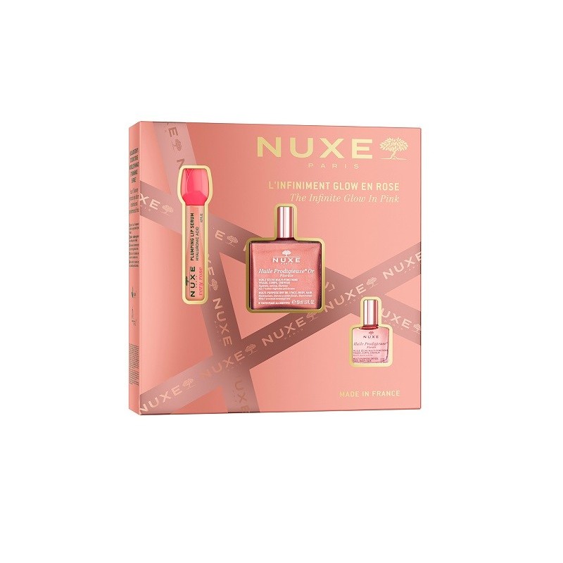 NUXE Set Glow in Pink με Very Rose Lip Serum 8ml & Huile Prodigieuse Or Florale 50ml & Huile Prodigieuse Florale 10ml