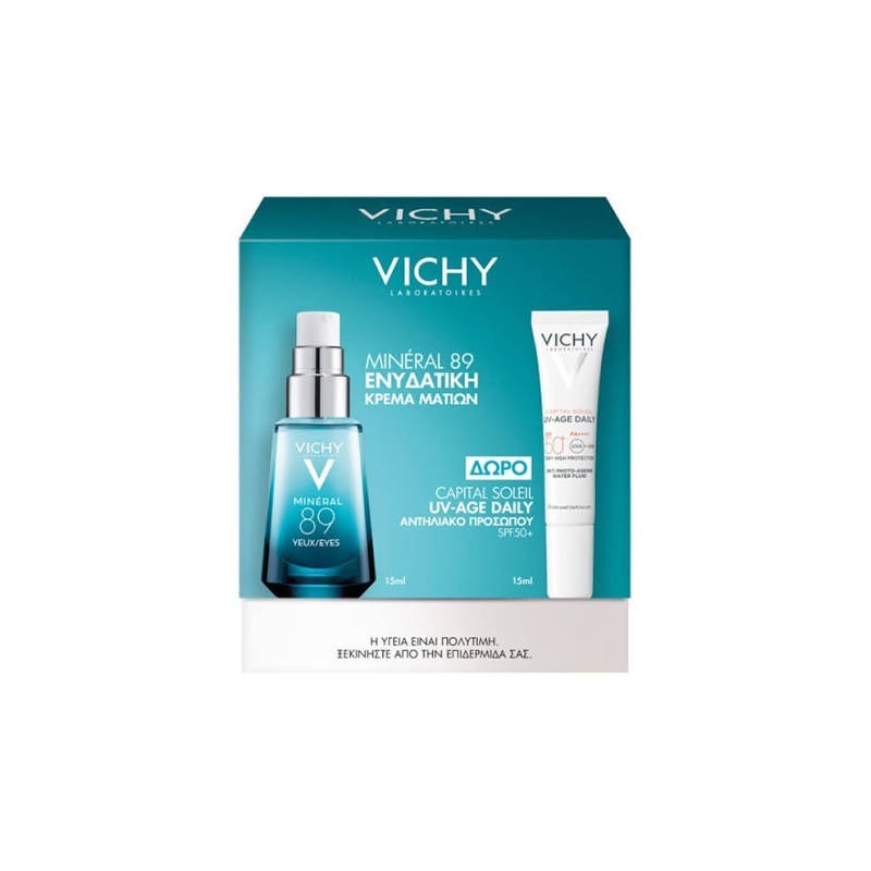 VICHY PROMO Mineral 89 Κρέμα ματιών 15ml & ΔΩΡΟ UV AGE DAILY SPF50 15ml