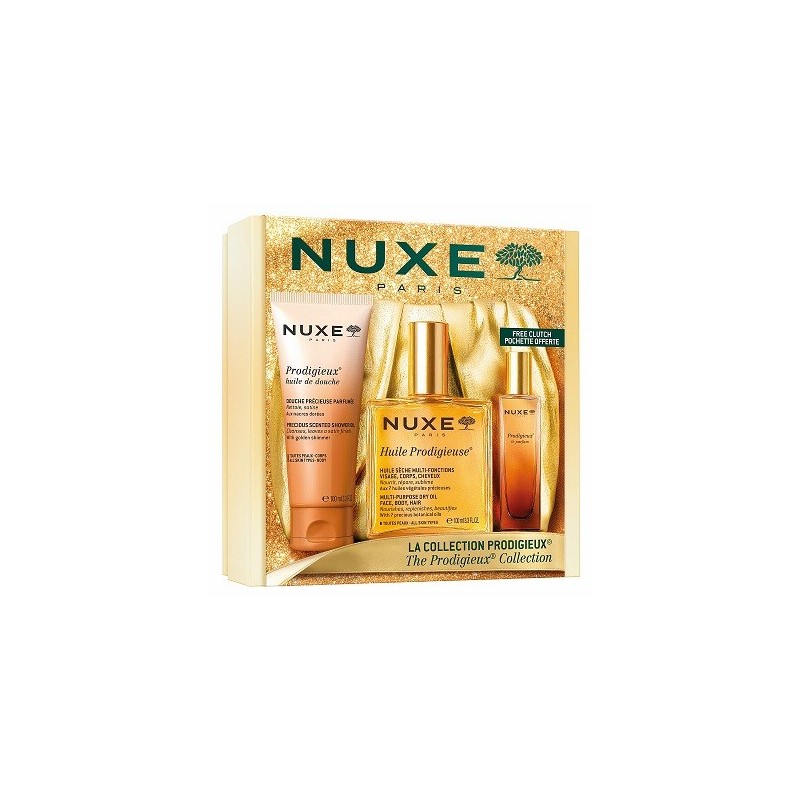 NUXE Set Prodigieux Huile 100ml & Le Parfum 15ml (travel size) & Shower Gel 100ml & ΔΩΡΟ Χρυσό pouch