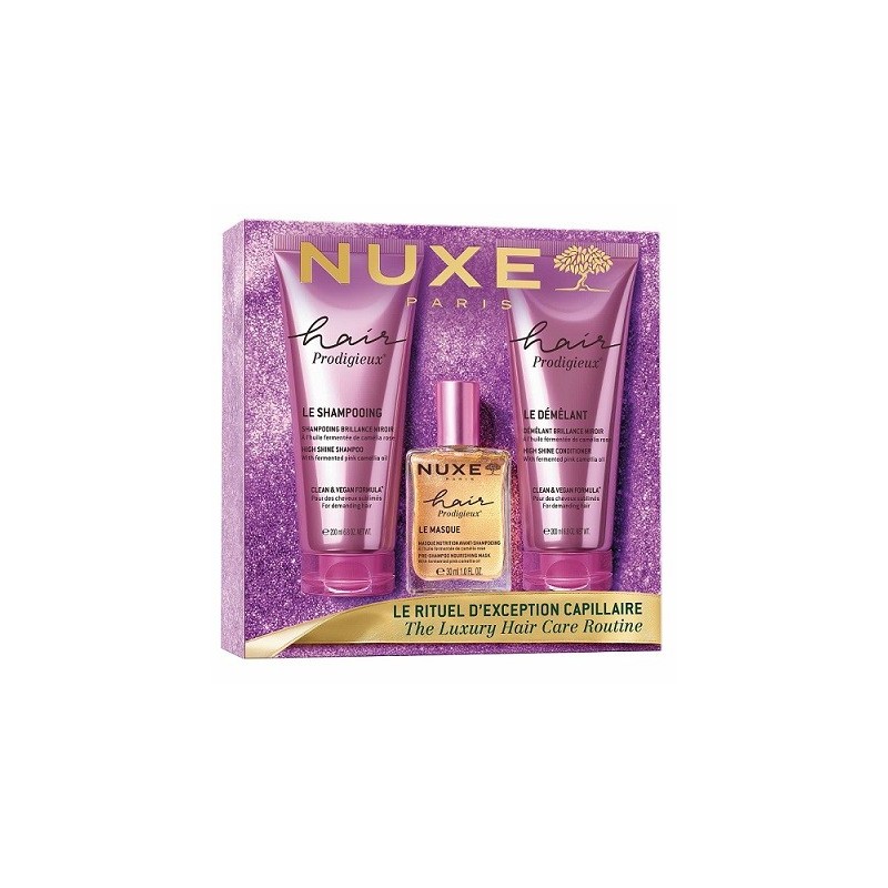 NUXE Set Hair Prodigieux Shampoo 200ml & Shine Conditioner 200ml & Pre-Shampoo 30ml (travel size)