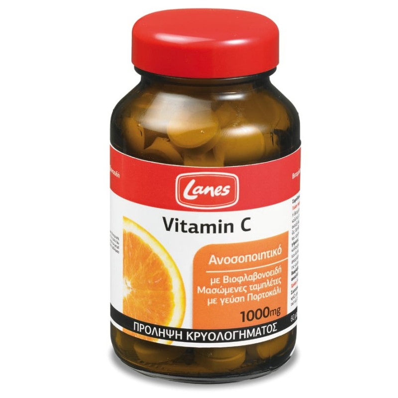 LANES Vitamin C μασώμενη με γεύση πορτοκάλι 1000mg 60tabs