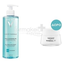 VICHY Purete thermale cleansing gel face & eyes 400ml & ΔΩΡΟ Κρέμα booster Mineral 89 15ml