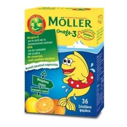 MOLLER'S Omega-3 ζελεδάκια με γεύση πορτοκάλι-λεμόνι 36ζελεδάκια