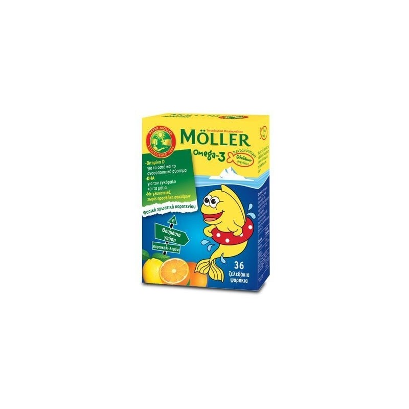 MOLLER'S Omega-3 ζελεδάκια με γεύση πορτοκάλι-λεμόνι 36ζελεδάκια