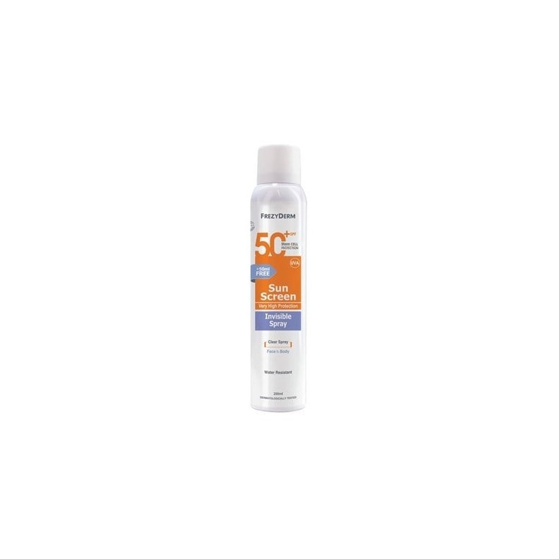 FREZYDERM Sun screen invisible spray Spf50 200ml (  50ml free)