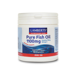 LAMBERTS Pure fish oil 1100mg υψηλής ισχύος & μέγιστης καθαρότητας Ω3 λιπαρά οξέα 180 κάψουλες