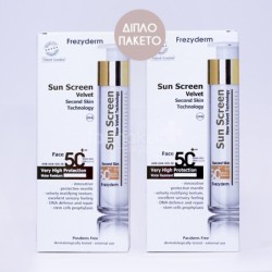 FREZYDERM (2x50ml) Sun screen velvet face - χωρίς χρώμα Spf50