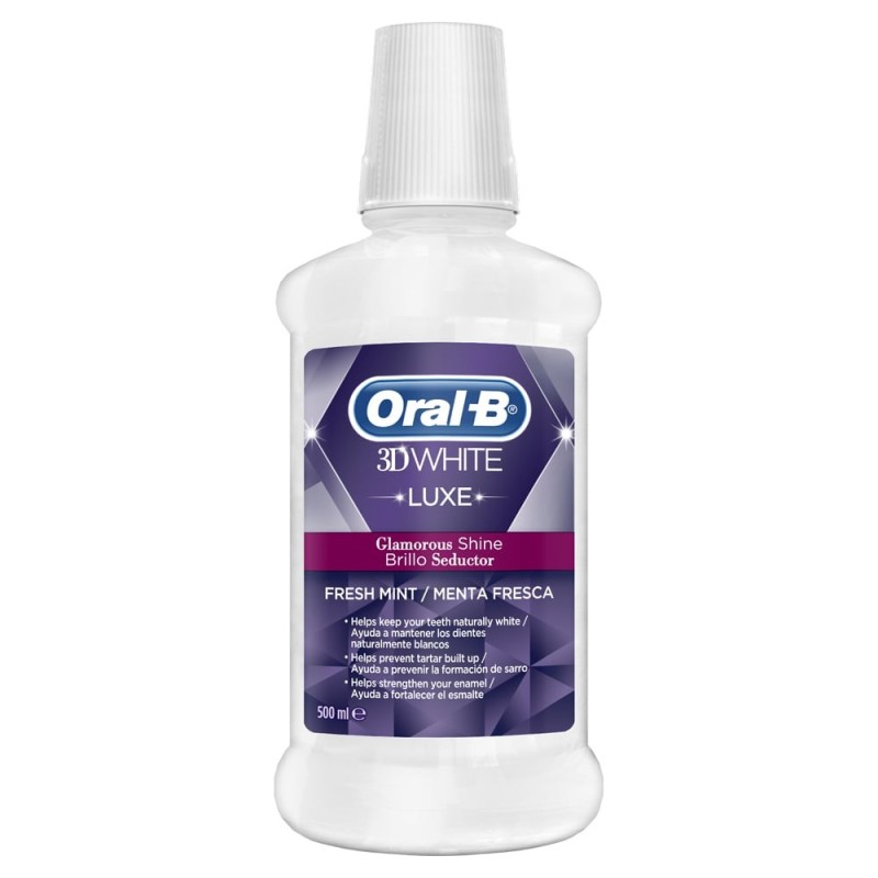 ORAL-B 3D White luxe στοματικό διάλυμα με γεύση μέντα για αστραφτερό χαμόγελο 500ml