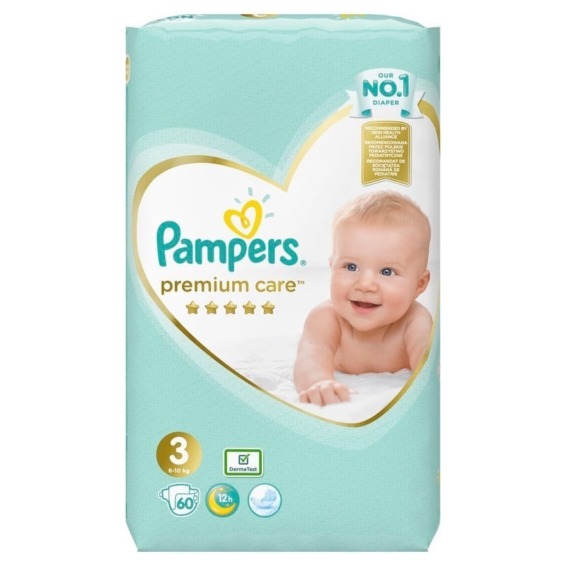 PAMPERS Premium care πάνα για μωρά N3 6-10kg 60τεμάχια