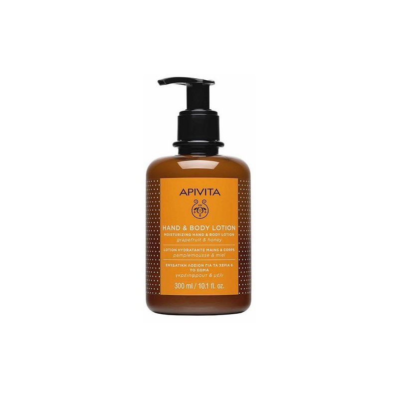 APIVITA Moisturizing hand & body lotion ενυδατική λοσιόν με γκρειπφρουτ & μέλι 300ml