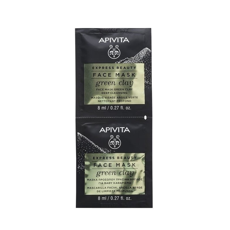 APIVITA Express beauty μάσκα για βαθύ καθαρισμό με πράσινη άργιλο 2χ8ml