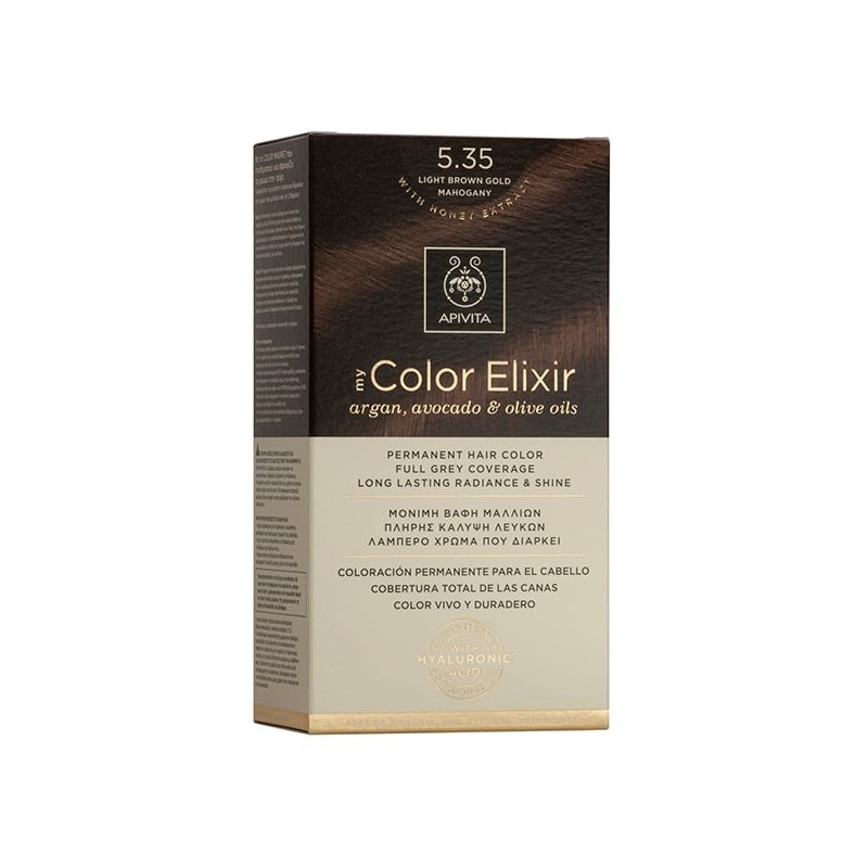 Apivita βαφη μαλλιων color elixir N5.35 καστανό ανοιχτό μελί μαονί  | Farmakeio Express