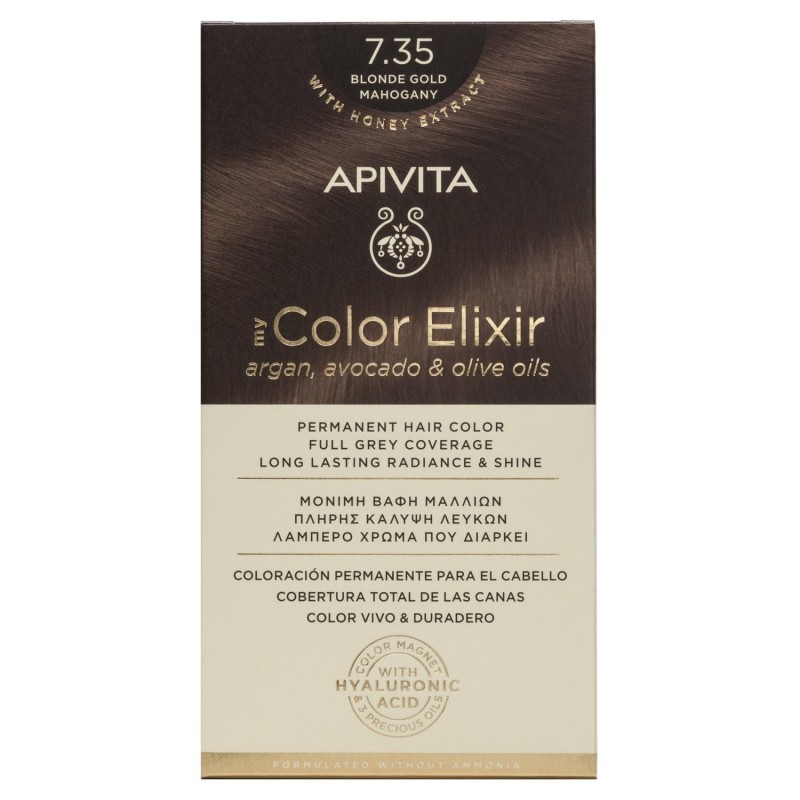 APIVITA COLOR ELIXIR ΒΑΦΗ ΜΑΛΛΙΩΝ 7.35 ξανθό μελί μαονί