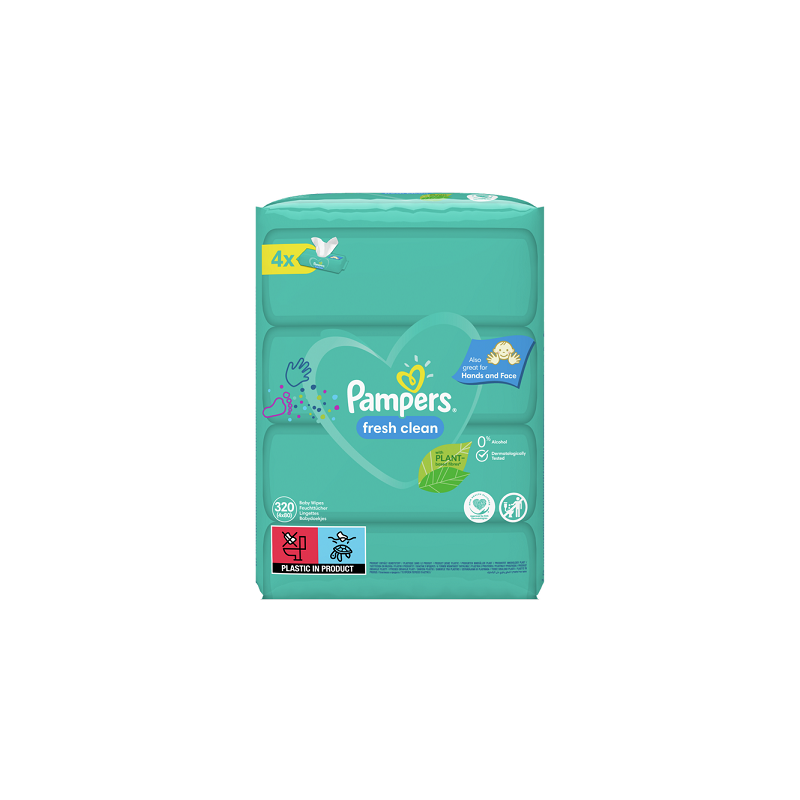 PAMPERS Μωρομάντηλα fresh clean XXL pack 4x80μαντηλάκια