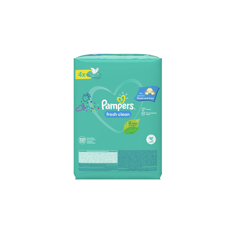 PAMPERS Μωρομάντηλα fresh clean XXL pack 4x80μαντηλάκια