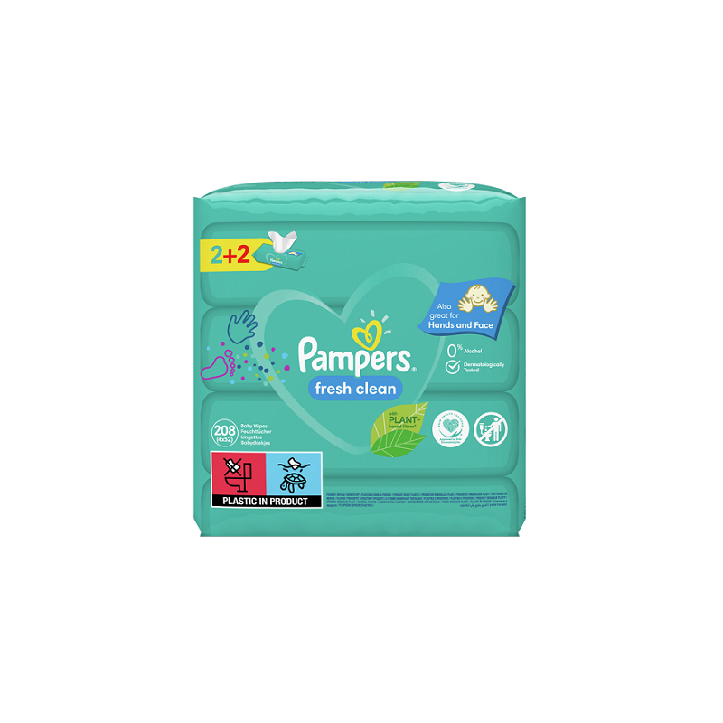 PAMPERS Μωρομάντηλα fresh clean 2 2 (4x52μαντηλάκια)