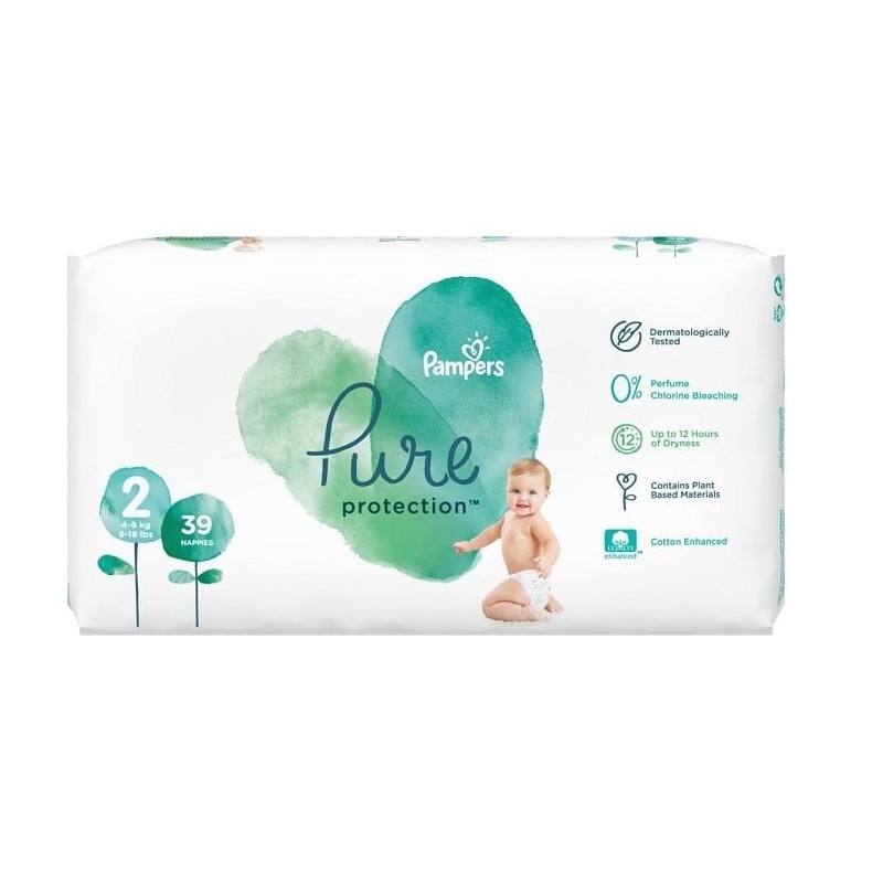 PAMPERS Pure cotton N2 4-8kg 39πάνες