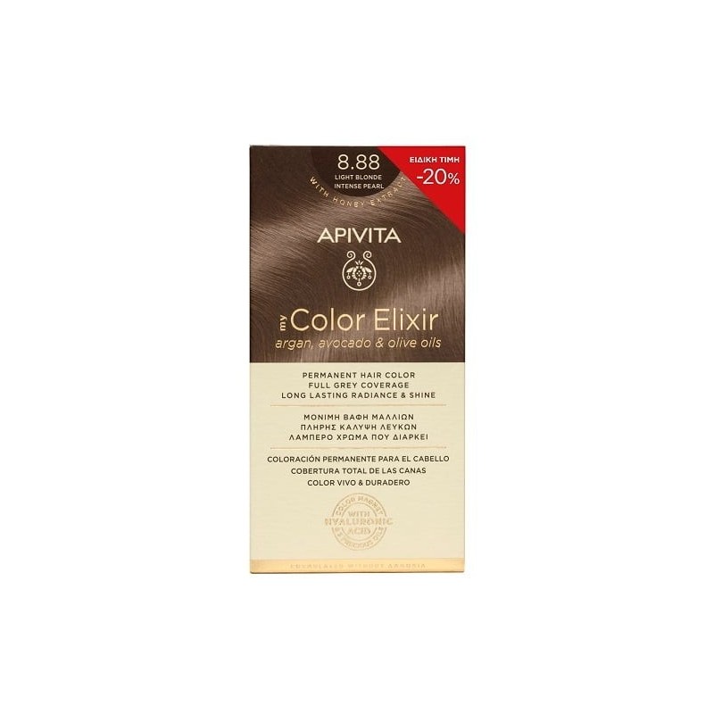 APIVITA Βαφή μαλλιών color elixir N8,88 ξανθό ανοιχτό έντονο περλέ SPECIAL PRICE