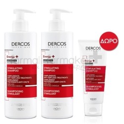 VICHY Dercos energissant ΔΙΠΛΗ ΣΥΣΚΕΥΑΣΙΑ 2x400ml & ΔΩΡΟ επιπλέον συσκευασία 50ml