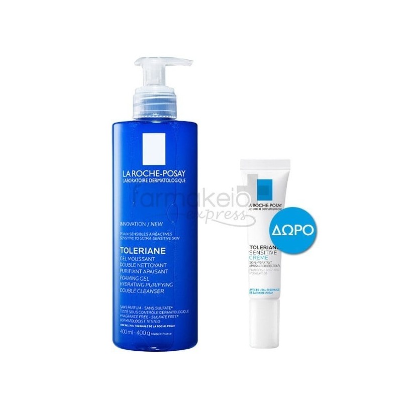 LA ROCHE-POSAY Toleriane gel moussant 400ml & ΔΩΡΟ Toleriane sensitive cream 15ml