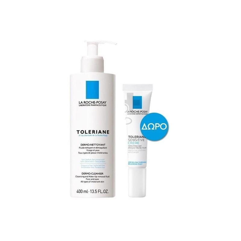 LA ROCHE-POSAY Toleriane γαλάκτωμα καθαρισμού 400ml & ΔΩΡΟ Toleriane sensitive cream 15ml