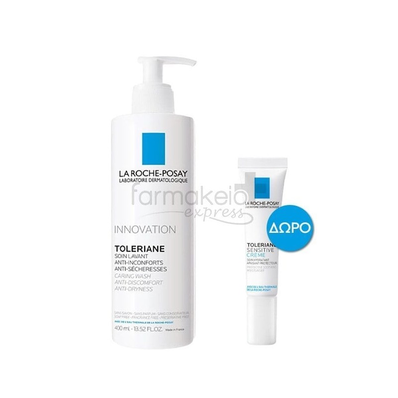 LA ROCHE-POSAY Toleriane caring wash 400ml & ΔΩΡΟ Toleriane sensitive cream 15ml