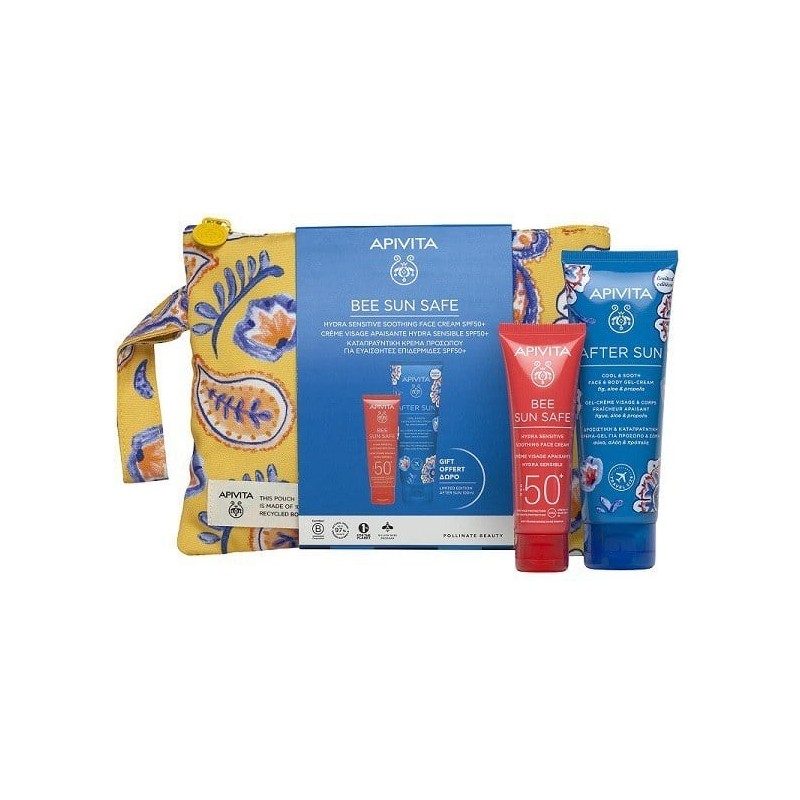 APIVITA Bee sun safe Hydra Sensitive soothing face cream SPF50 50ml & ΔΩΡΟ After sun 100ml & το Υπέροχο Νεσεσέρ