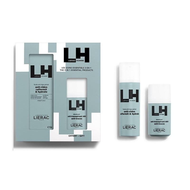 LIERAC Homme Anti-Aging Fluid Πρόσωπο-Μάτια 50ml & ΔΩΡΟ Αποσμητικό 48H 50ml