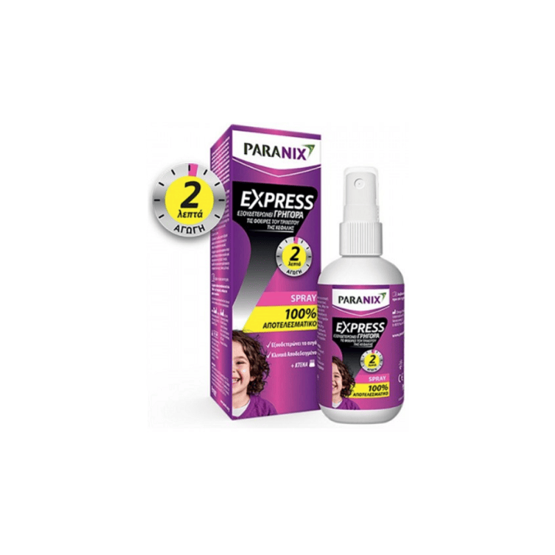 PARANIX Express Αντιφθειρικό Spray Αγωγή 2λεπτά 95ml & Κτένα