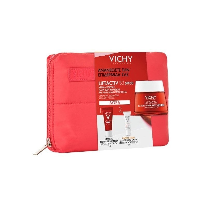 VICHY PROMO Liftactiv Β3 anti-dark spots Spf50 50ml & ΔΩΡΟ Liftactiv Specialist B3 serum 5ml & UV AGE Daily Spf50 3ml