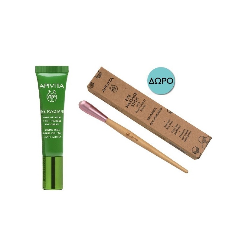 APIVITA Bee radiant κρέμα ματιών 15ml & ΔΩΡΟ Eye Massage Stick για μασάζ στη περιοχή των ματιών!