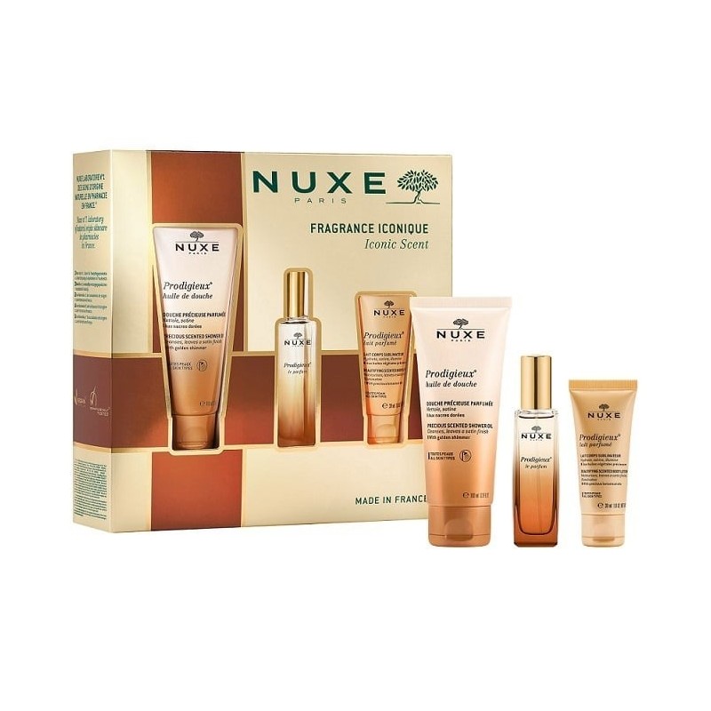 NUXE Set Prodigieux με 3 προϊόντα: Huile de douche 100ml, Lait parfume 30ml, Le parfum 30ml