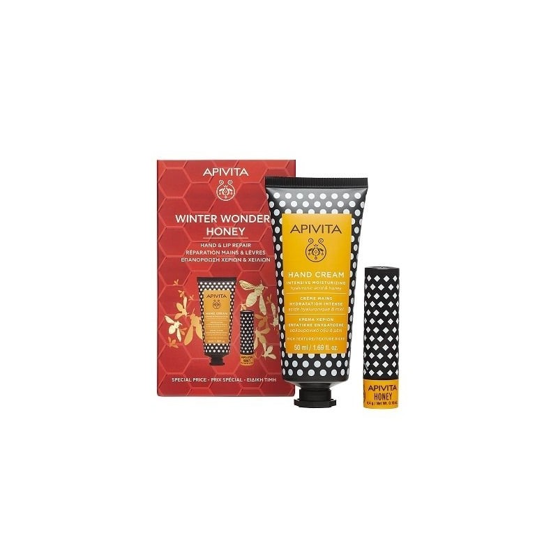 APIVITA Promo Winter wonders Honey Κρέμα χεριών Μέλι 50ml & Lip care Μέλι 4.4g ΕΙΔΙΚΗ ΤΙΜΗ