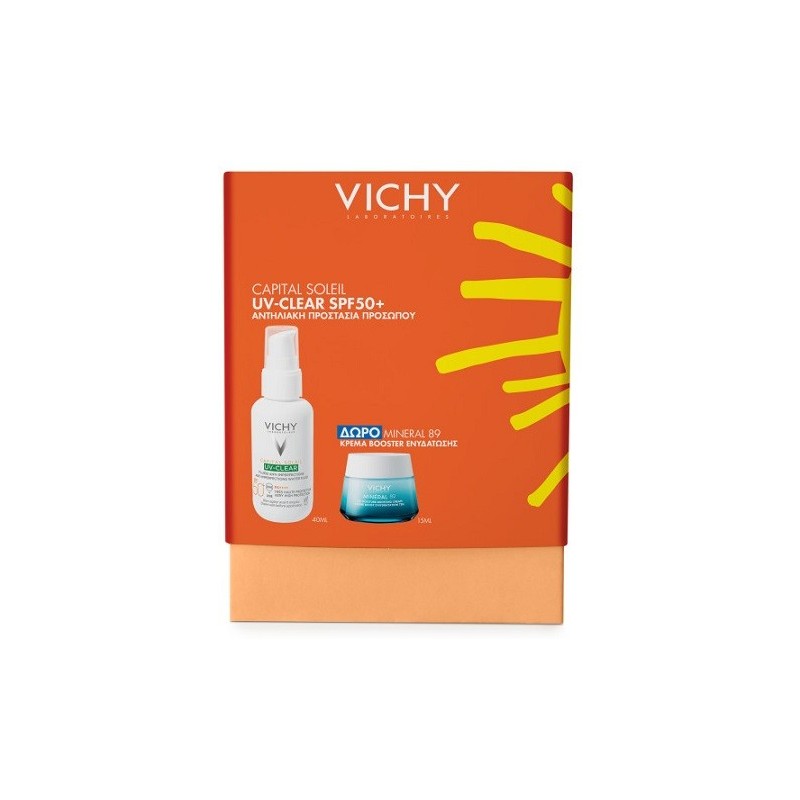 VICHY Capital soleil Pormo UV-Clear Spf50 40ml & ΔΩΡΟ Mineral 89 Κρέμα booster ενυδάτωσης 15ml