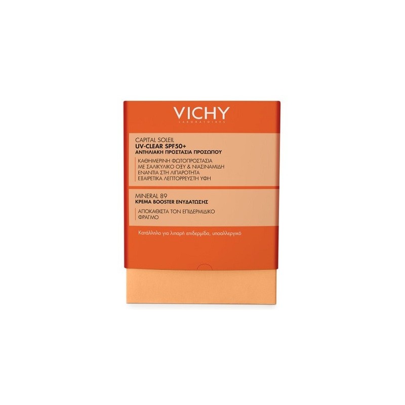 VICHY Capital soleil Pormo UV-Clear Spf50 40ml & ΔΩΡΟ Mineral 89 Κρέμα booster ενυδάτωσης 15ml