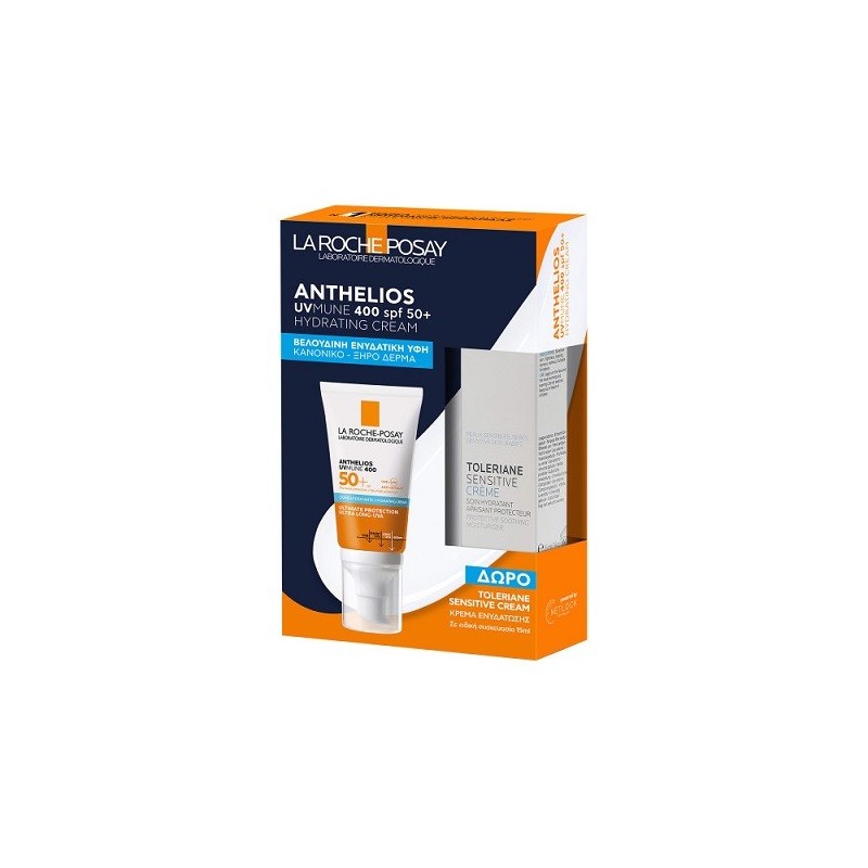 LA ROCHE-POSAY Anthelios uvmune 400 hydrating cream Spf50 50ml & ΔΩΡΟ Toleriane sensitive cream 15ml