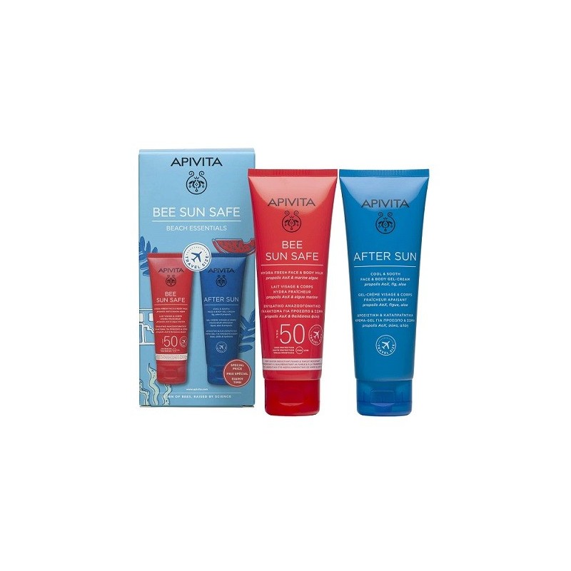 APIVITA Bee sun safe Travel pack με Αντηλιακό προσώπου-σώματος Spf50 100ml & After sun 100ml