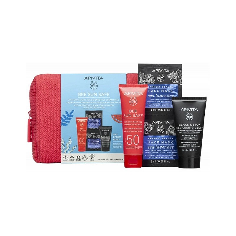 APIVITA PROMO Bee sun safe Antispot & Antiage Spf50 50ml & ΔΩΡΟ Gel καθαρισμού 50ml & Face mask 2x8ml & Νεσεσέρ