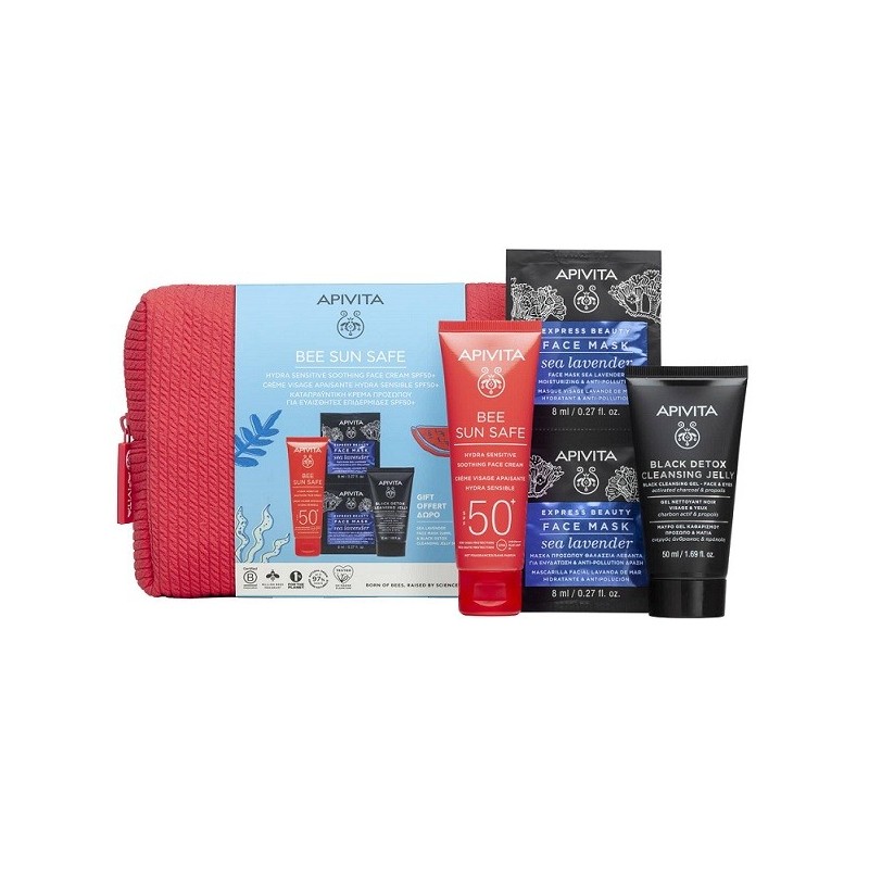 APIVITA PROMO Bee sun safe Sensitive Spf50 50ml & ΔΩΡΟ Gel καθαρισμού 50ml & Face mask 2x8ml & Νεσεσέρ