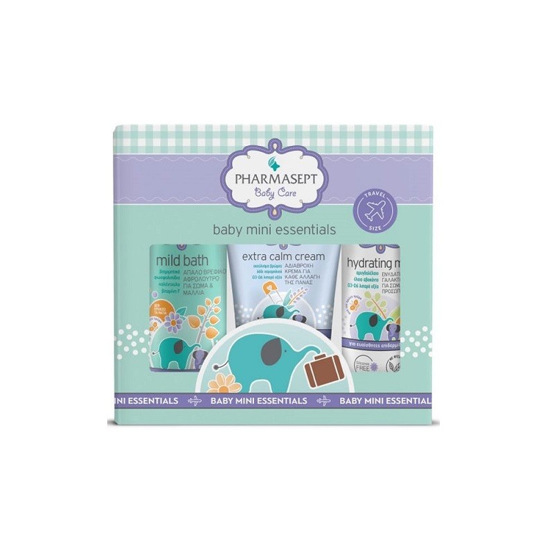 PHARMASEPT Baby Care Travel Kit με Αφρόλουτρο 100ml, Κρέμα αλλαγής πάνας 40ml & Ενυδατικό γαλάκτωμα 40ml